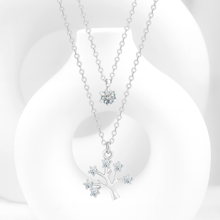 Collar Acero en Baño de Oro Blanco Luz Estelar