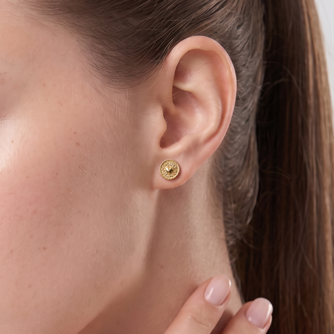 Aretes Acero Relieve de Amor