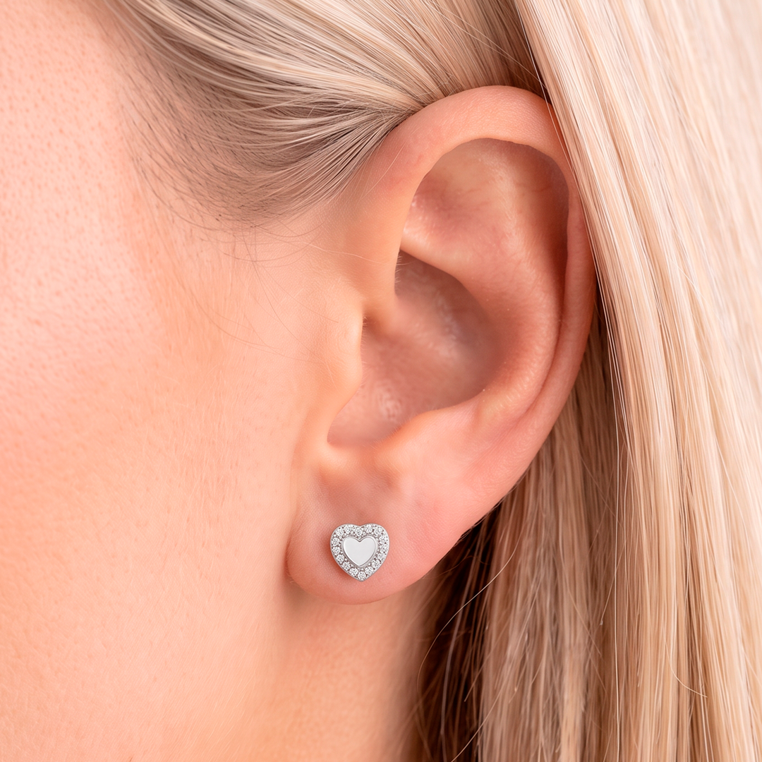 Aretes Acero en Baño de Oro Blanco Royale