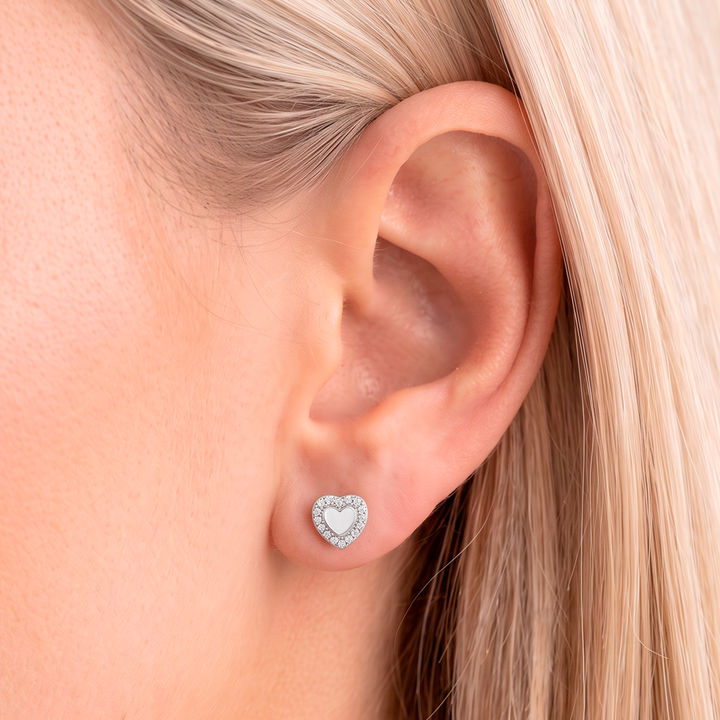 Aretes Acero en Baño de Oro Blanco Royale