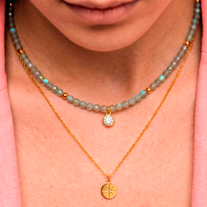Collar Acero Aurora Esmeralda