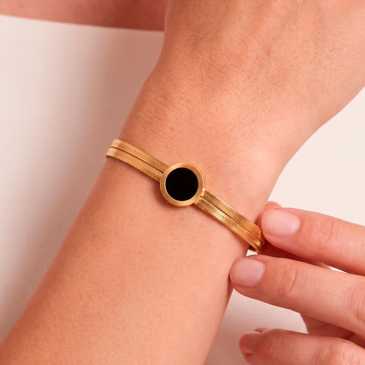 Pulsera Acero Snake Ónix