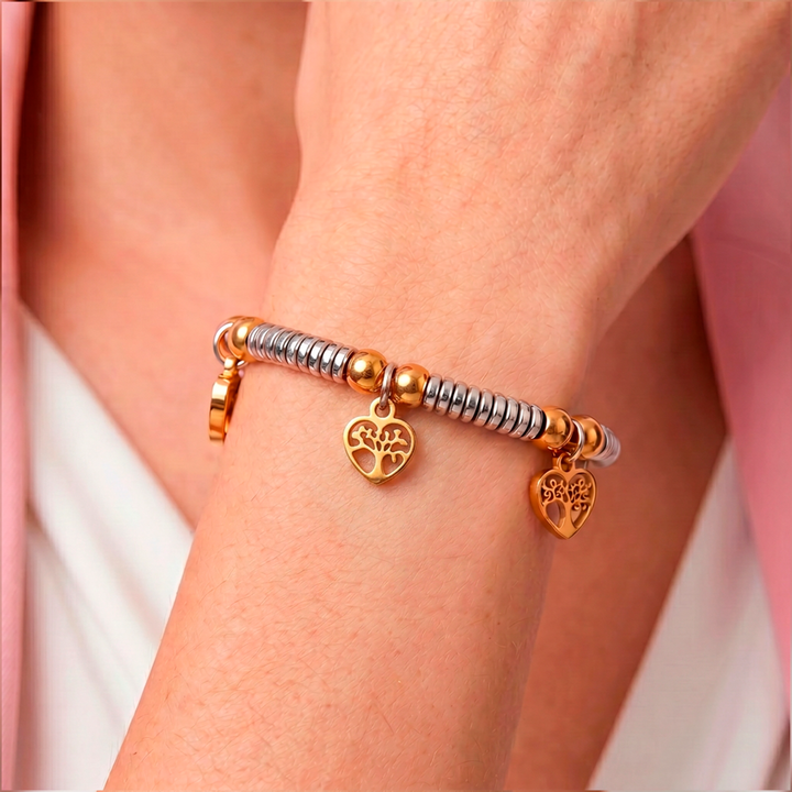 Pulsera Acero Corazones de Vida