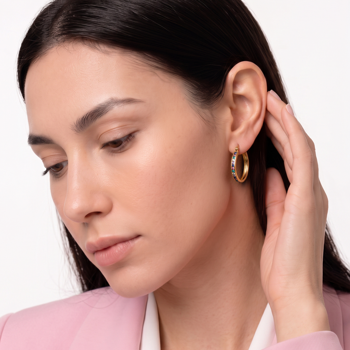 Aretes Argollas Acero Leonor