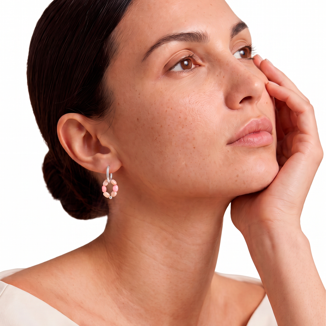 Aretes Argollas Acero en Baño de Oro Blanco Eden