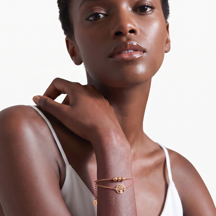 Pulsera Acero Raíces de Oro