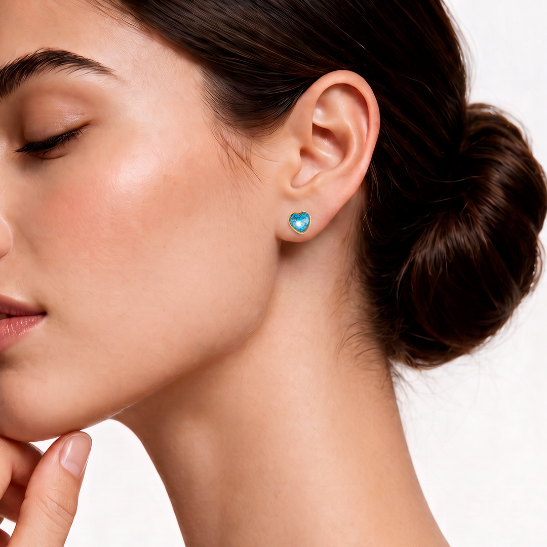 Aretes Acero Amor Azul