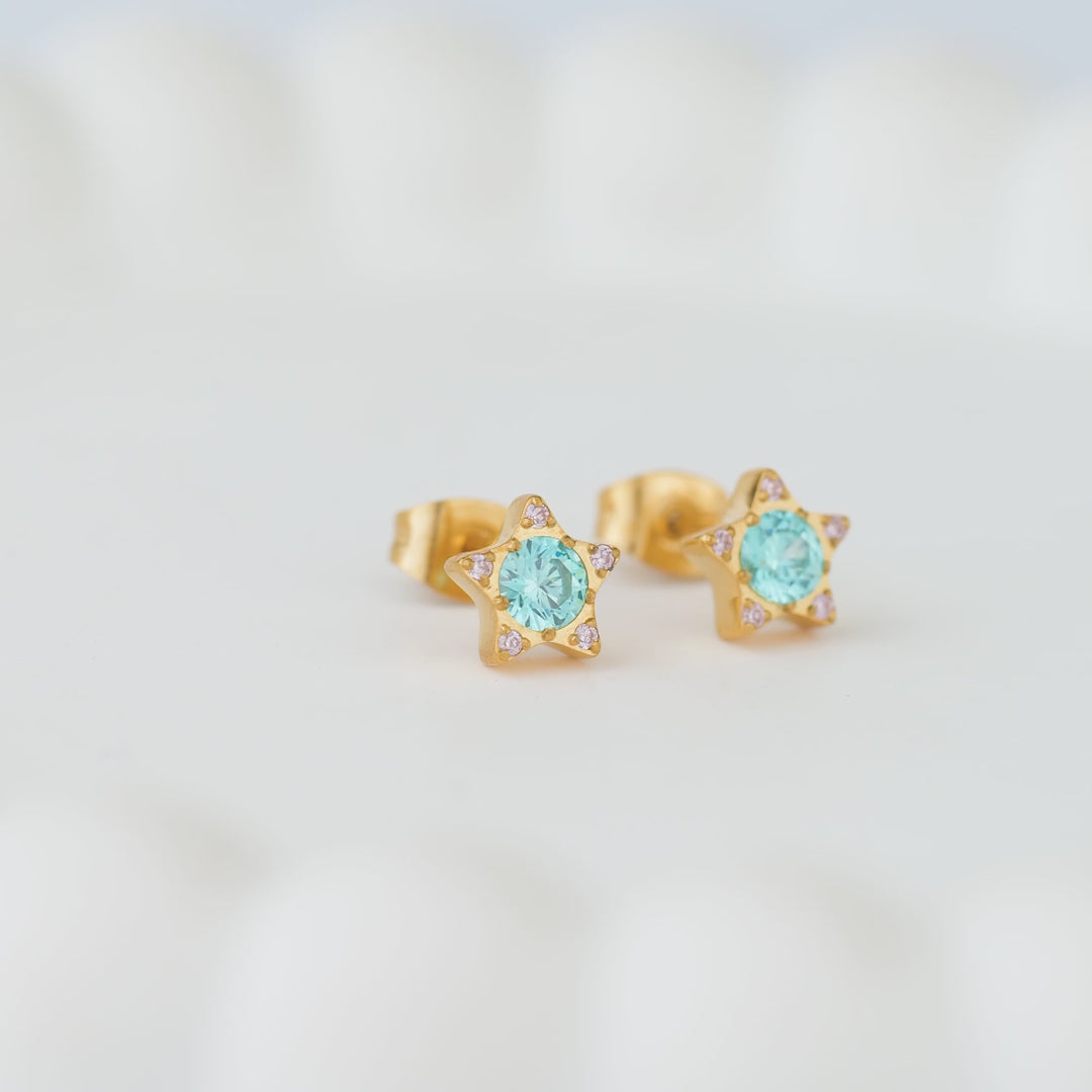 Aretes Acero Estrella Turquesa