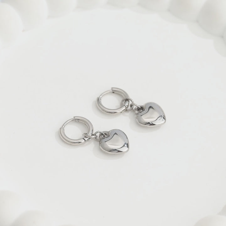 Aretes Argollas Acero Coquette Heart