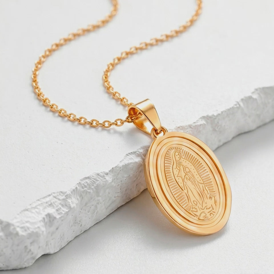 Collar Acero Medalla Virgen de Guadalupe