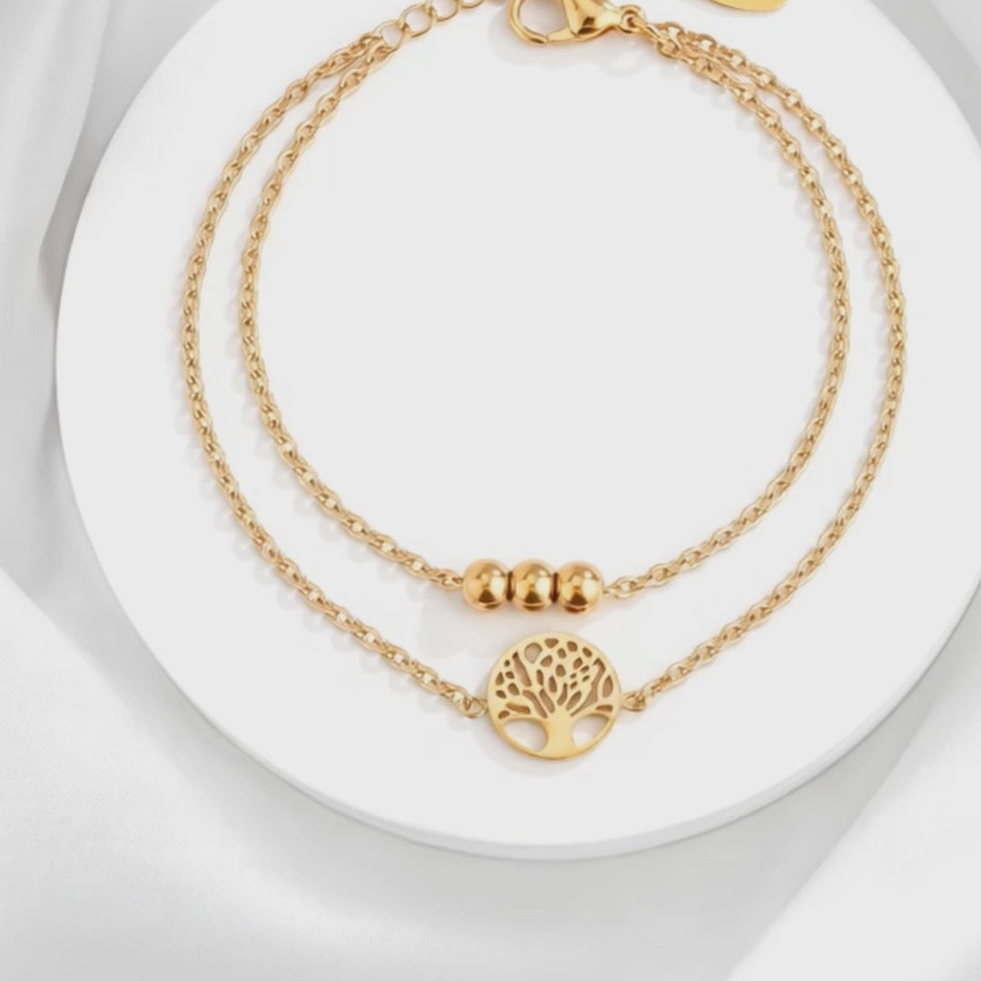 Pulsera Acero Raíces de Oro