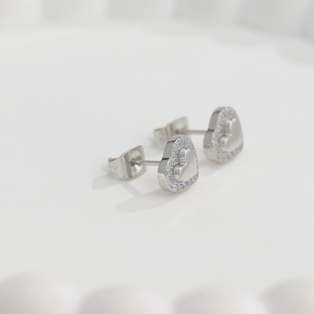 Aretes Acero en Baño de Oro Blanco Royale