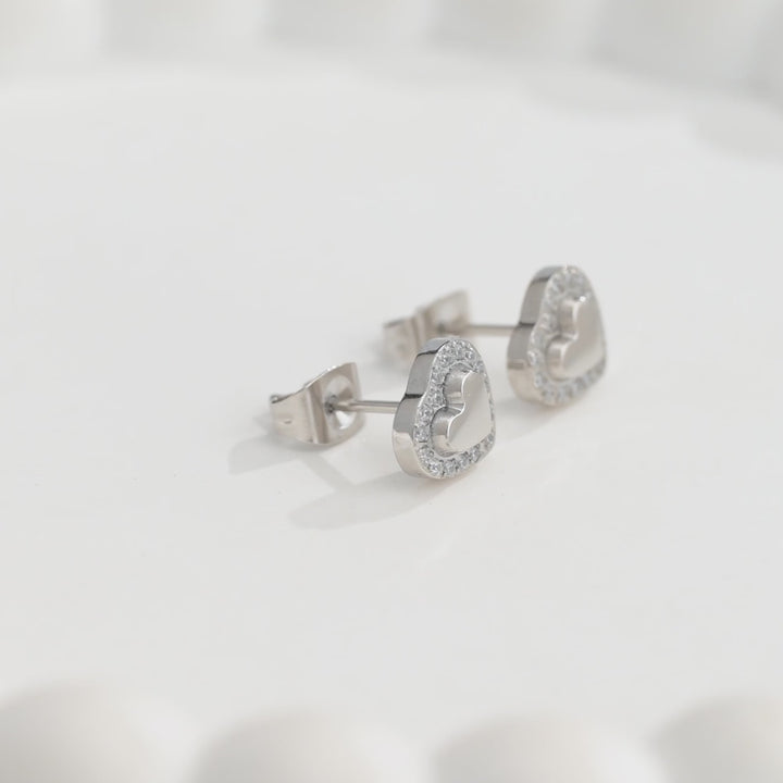 Aretes Acero en Baño de Oro Blanco Royale