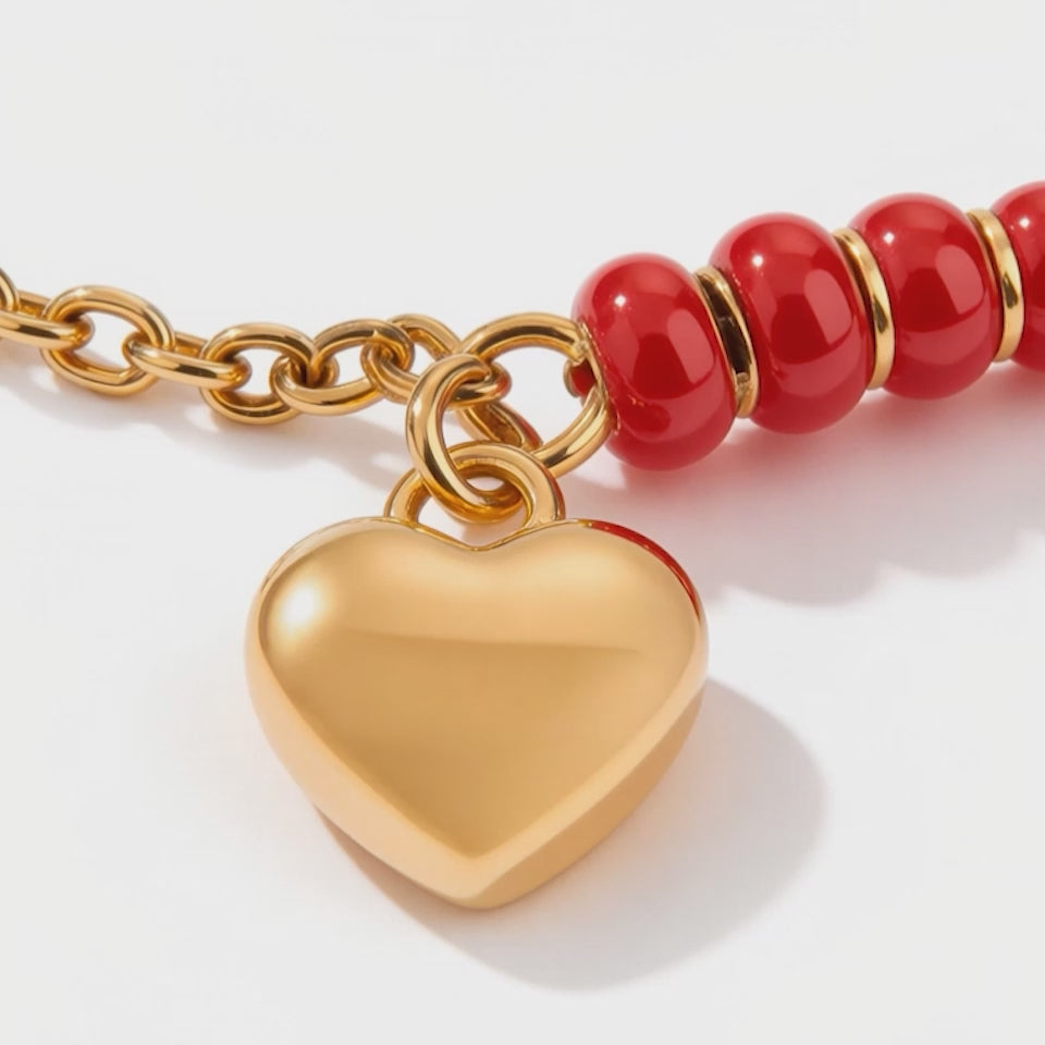 Pulsera Acero Latido Carmesí