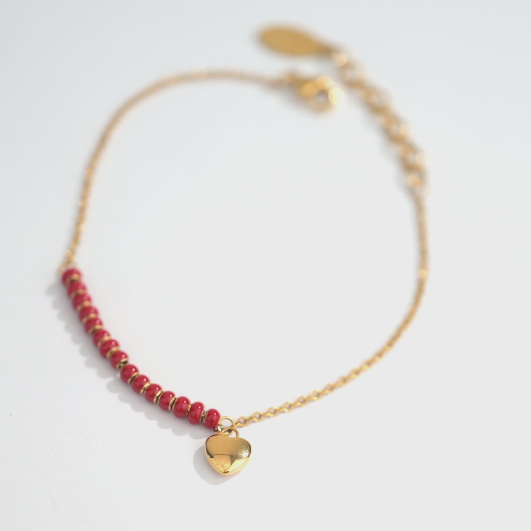 Pulsera Acero Latido Carmesí