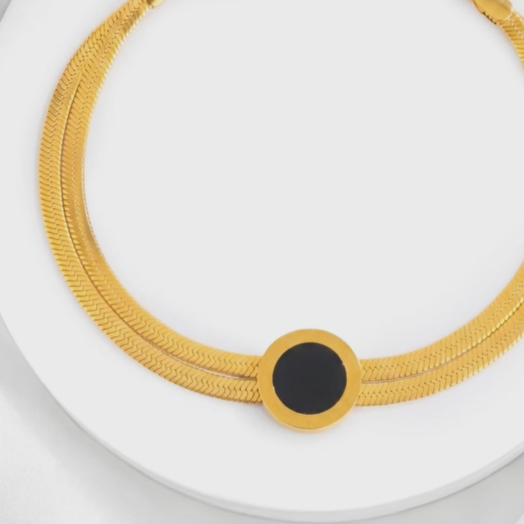 Pulsera Acero Snake Ónix