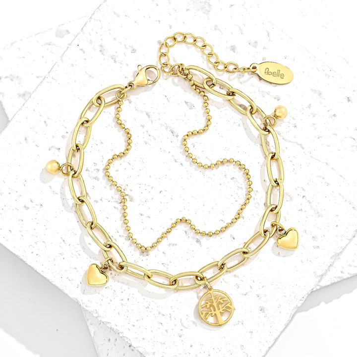 Pulsera Acero en Baño de Oro Blanco Felicidad