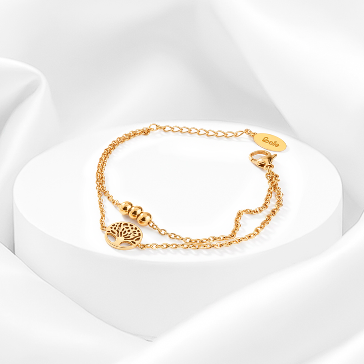 Pulsera Acero Raíces de Oro