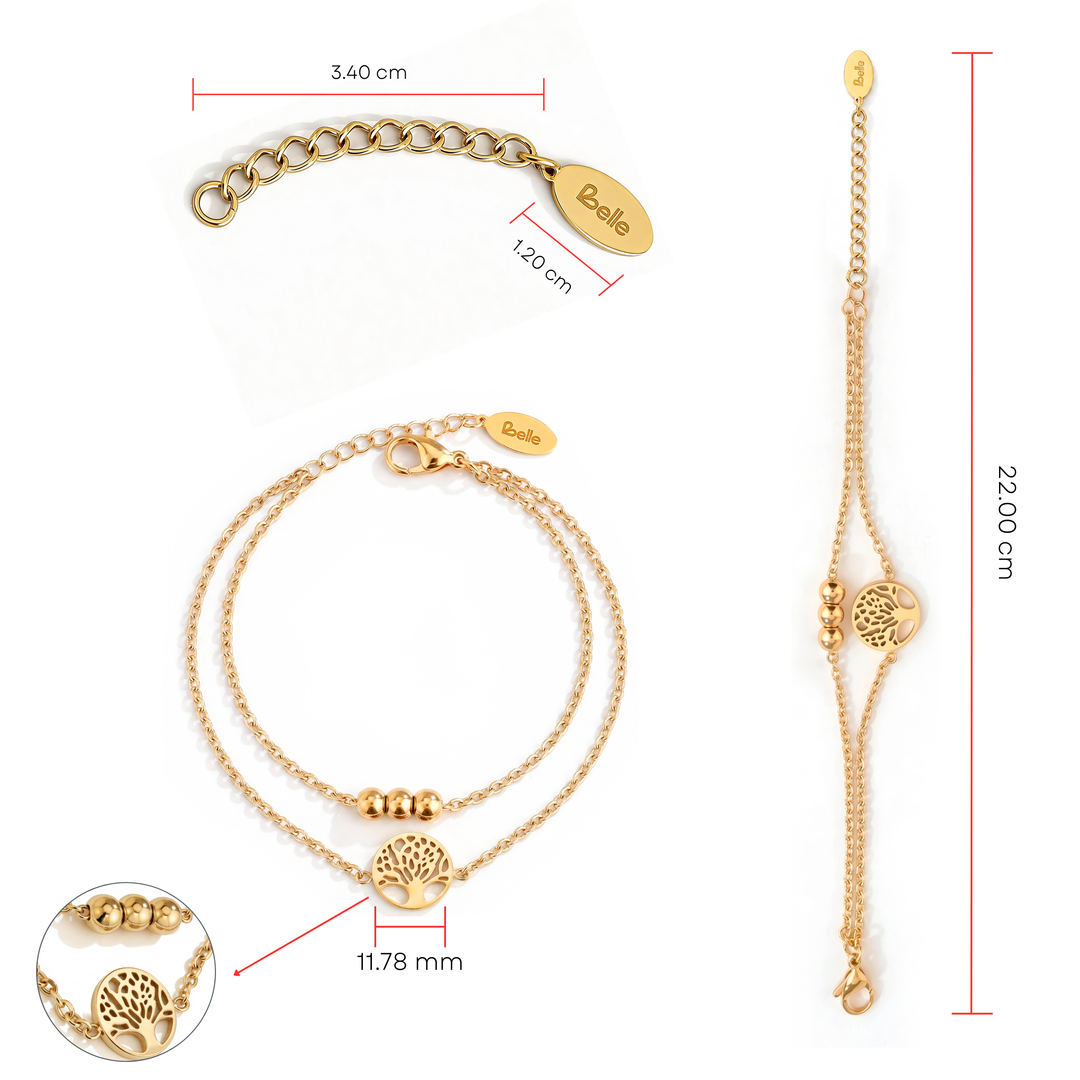 Pulsera Acero Raíces de Oro