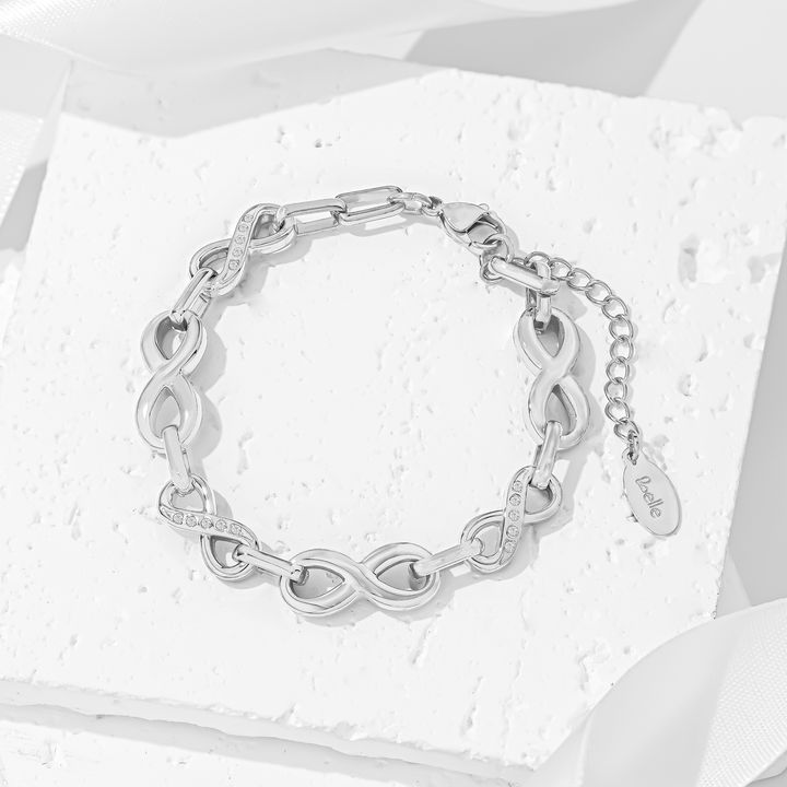 Pulsera Acero en Baño de Oro Blanco Infinite Love