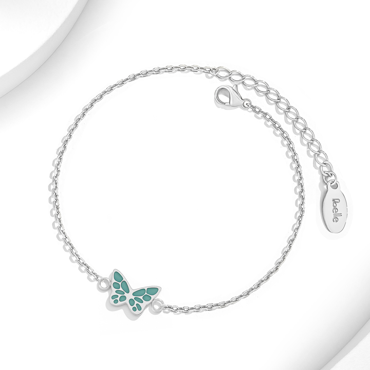 Pulsera Acero en Baño de Oro Blanco Aura Azul