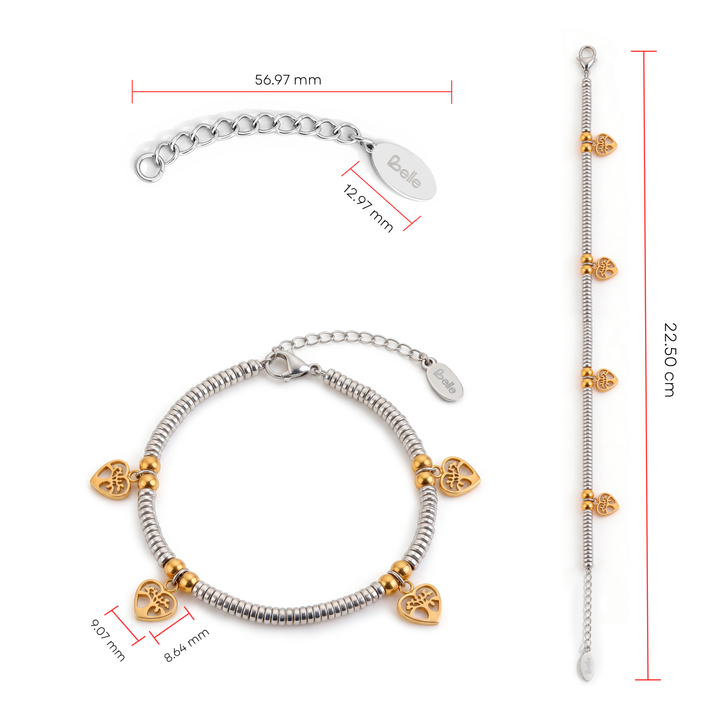 Pulsera Acero Corazones de Vida