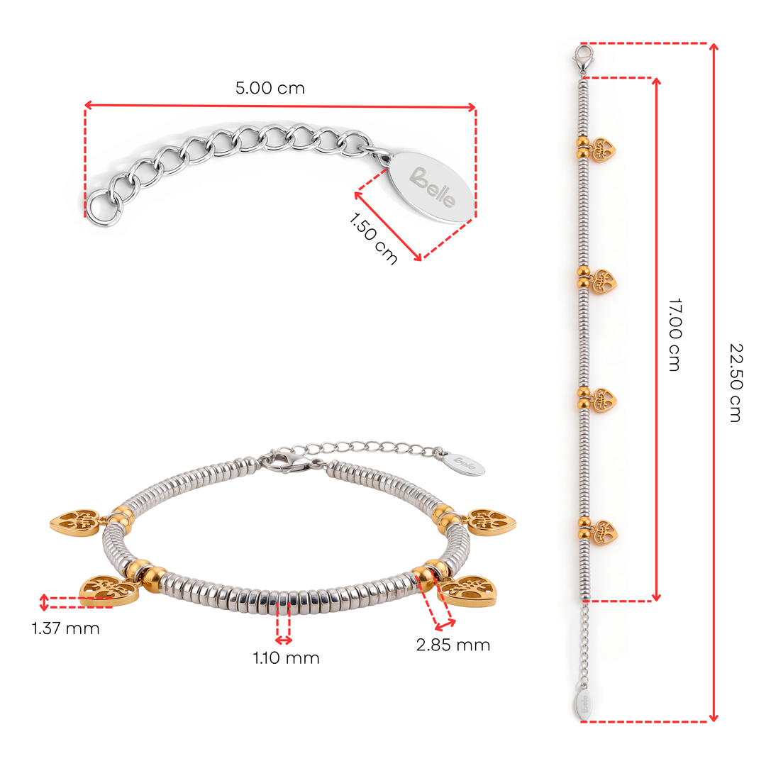 Pulsera Acero Corazones de Vida