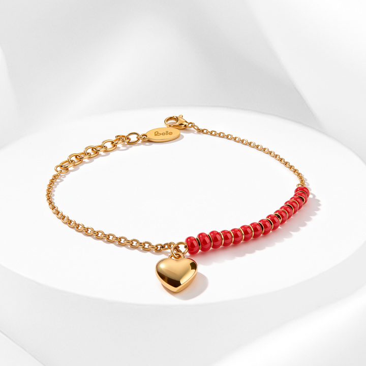 Pulsera Acero Latido Carmesí